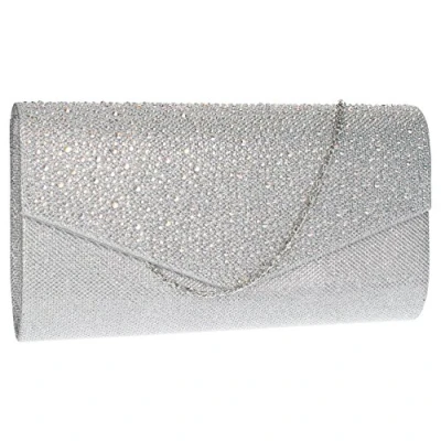 Afbeelding van SwankySwans Montary Glitter Diamanten Clutch Bag Dames (1 stuk), zilver.