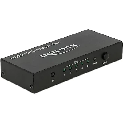 Afbeelding van Delock 5 poorts HDMI schakelaar, actief versterkt, Schakeldoos