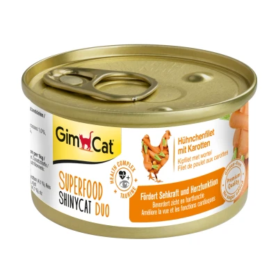 Afbeelding van Gimcat Superfood Shinycat Duo 70 g Kattenvoer Kipfilet&amp;Wortel