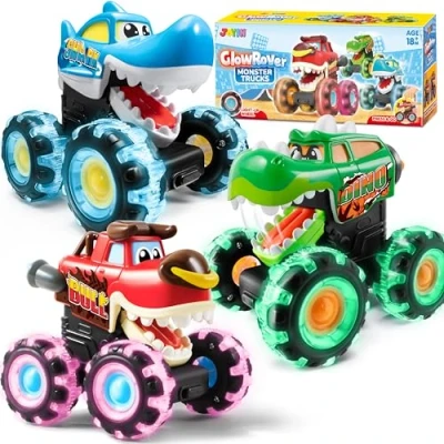 Afbeelding van JOYIN Monster Truck 3 stuks lichtgevende auto&#039;s Treads Lightning Wheels voor jongens en meisjes vanaf jaar