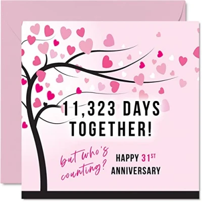 Afbeelding van Grappige wenskaart voor de 31e verjaardag vrouw of echtgenoot 11323 Days Together I Love You Gifts trouwdag partner, 145 mm x
