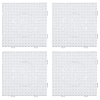 Afbeelding van La Manuli 4 stuks strijkkralenplaten, steekplaten, vierkante plaat (14,5 x 14,5 cm), voor 5 mm middelgrote strijkkralen, transparant