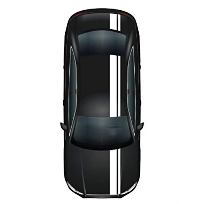 Afbeelding van Finest Folia Racestrepen 5 m x 15 cm en 10 rallystrepen voor auto accessoires tuning strepen motorkap achterklep (glanzend wit)