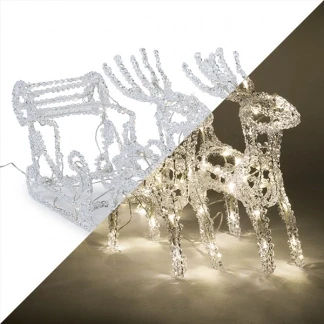Afbeelding van Kerstfiguur rendieren met slee 18 x 70 42 cm Konstsmide (96 LEDs, Binnen/Buiten)