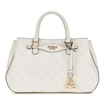 Afbeelding van GUESS Handtas Schoudertas Katya Girlfriend Satchel White Logo Crème