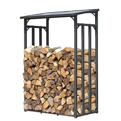 Afbeelding van QUICK STAR Brandhoutrek van metaal, antraciet, 130 x 70 185 cm, schuur voor brandhout, 1,6 m3/goed 2 SRM
