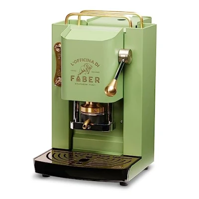 Afbeelding van Faber Koffiezetapparaat Model Pro Deluxe ESE padkoffiezetapparaat 44 mm messing vergulde afwerking Verstelbare padpers van Standaard elektrisch ventiel (neongroen)