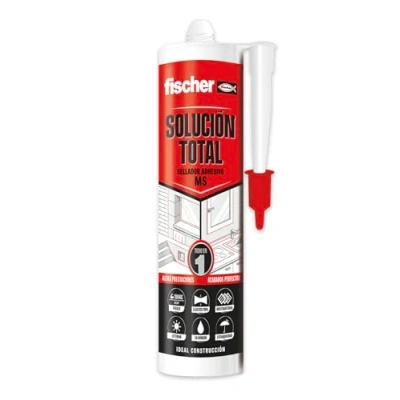 Afbeelding van fischer 570946 Witte totale oplossing, MS afdichting, lijm, verzegelen en repareren, binnen buiten, waterbestendig, polymeer, 290 ml
