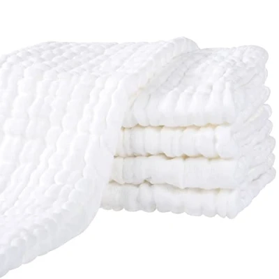 Image de Yoofoss Lange Bébé en Mousseline de Coton 70x70 cm Lot 5 Langes EnveloppanteCarrés Super Soft pour Peaux Sensibles Nouveaux nés Blanc