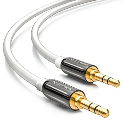 Afbeelding van deleyCON 3,0 m jackkabel 3,5 mm AUX stereokabel audiokabel jack rechte stekker voor PC mobiele telefoon smartphone tablet auto hifi ontvanger wit