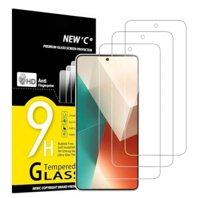 Afbeelding van NEW&#039;C Displaybeschermfolie voor Xiaomi Redmi Note 13 5G/4G, krasvrij, 9H hardheid, displaybeschermfolie, HD, 0,33 mm, ultra transparant, sterk, 3 stuks