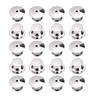 Afbeelding van 20 stuks metalen reservepinsluitingen voor badges, naamlabels, posters, boeken, koorden, tassen, vesten, hoeden (zilver)