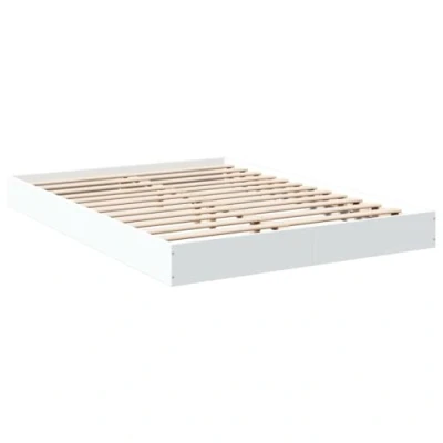 Afbeelding van Bedframe bewerkt hout wit 140x200 cm