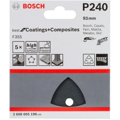 Afbeelding van Bosch Schuurblad delta 93mm coating and composite K240 blister van 5 bladen