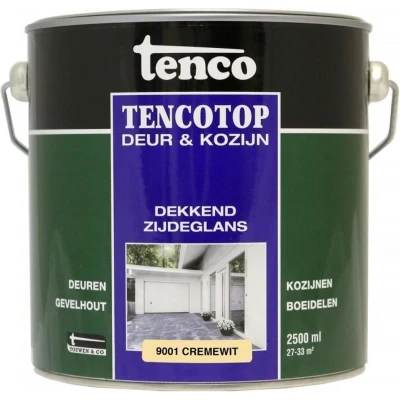 Afbeelding van Tencotop Deur &amp; Kozijn Dekkend Zijdeglans RAL 9001 Crème Wit 2,5 L