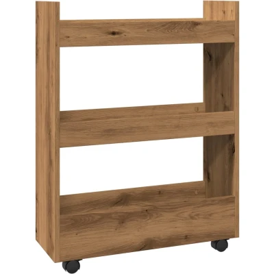Afbeelding van vidaXL Opbergtrolley smal 3 laags bewerkt hout artisanaal eikenkleurig