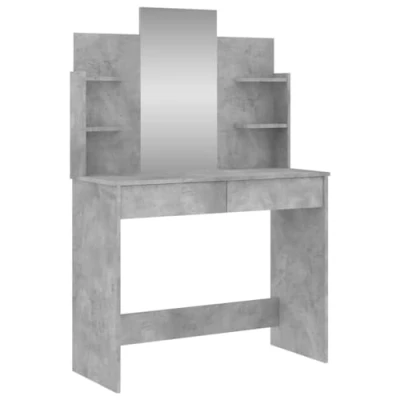 Image de vidaXL Coiffeuse avec miroir gris béton 96x39x142 cm