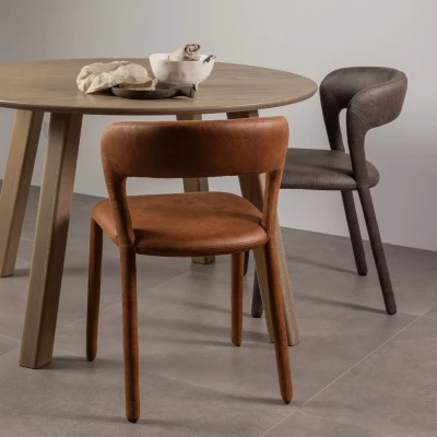 Afbeelding van Noble eetkamerstoel leerlook cognac