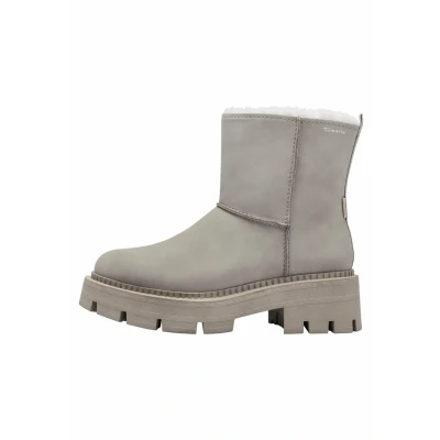 Afbeelding van Tamaris Enkellaarsjes met plateauzool, Dames, Maat: 38, Grey Hoogwaardig imitatieleer