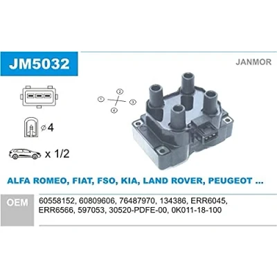 Afbeelding van JANMOR JM5032 Bobine FIAT: Punto II Hatchback, LANCIA: Y