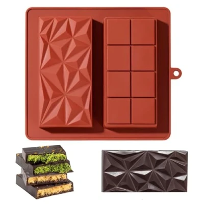 Afbeelding van siliconen chocoladevorm, diepe antiaanbaklaag, dubai diamantvorm, chocolade vorm, praline, snoep, ijsblokjes, BPA vrij