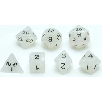 Afbeelding van Dobbelstenen Set Wit marmer/parelmoer 7 st. :: HOT Games