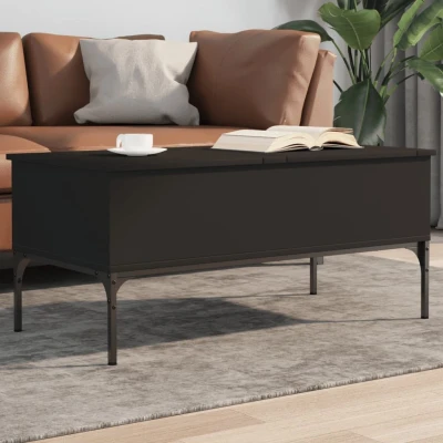 Afbeelding van Salontafel 100x50x45 cm bewerkt hout en metaal zwart