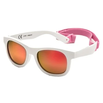 Afbeelding van KIDDUS Gepolariseerde zonnebril voor baby&#039;s, meisjes, jongens, vanaf 8 maanden, UV400 bescherming, 100% UVA en UVB bescherming. BPA vrij, Wit frame. Roze reflecterende lens