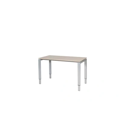 Afbeelding van Domino bureau, hoogte instelbaar (62 85cm) met 120x60cm &#039;zwevend&#039; robson eiken 25mm blad en aluminium (RAL9006) N poot frame.