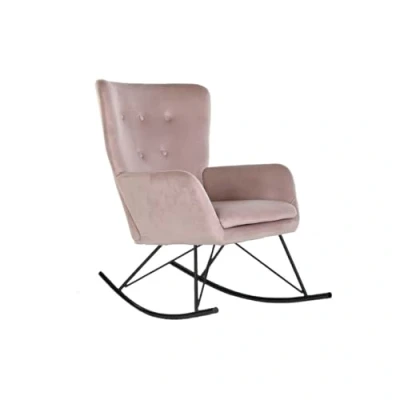 Afbeelding van Schommelstoel Home ESPRIT Zwart Roze Polyester Metaal 68 x 90 92 cm