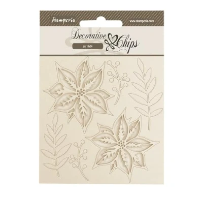 Afbeelding van Stamperia The Nutcracker Decorative Chips Poinsettia (SCB230)