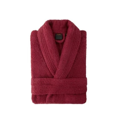 Image de Top Towel Elegant Peignoir pour femme et homme, 100% coton, 500 g/m², avec capuche ou sans capuche, doux absorbant douche, spa piscine, bordeaux, S