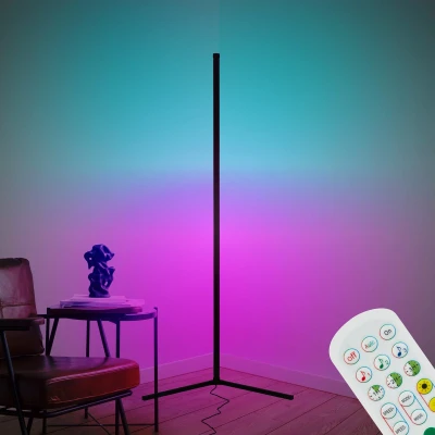 Afbeelding van BRILONER RGBIC led vloerlamp met afstandsbediening, Magic RGB lamp als speeldecoratie, sfeerverlichting muzieksensor, dimbare lichtbalk, licht