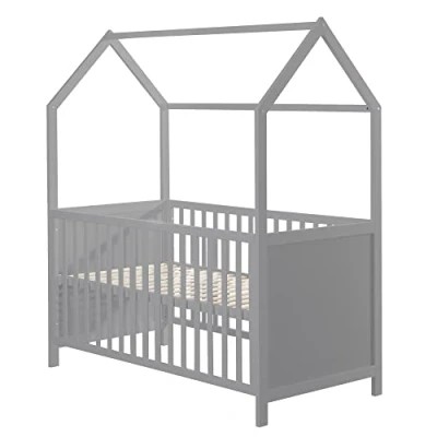 Afbeelding van roba Babybed, schaalbaar, 70 x 140 cm, om te bouwen tot een juniorbed, in hoogte verstelbaar, 3 afneembare stangen, taupe hout