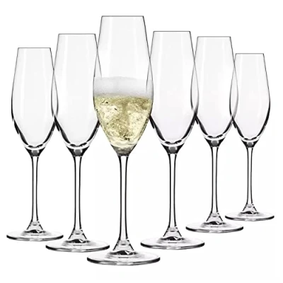 Afbeelding van KROSNO Set van 6 champagneglazen 210 ml Splendour collectie loodvrij kristalglas elegant design met hoge voet voor champagne, prosecco en feestelijke gelegenheden