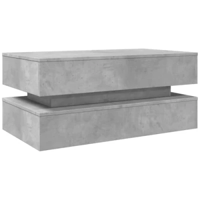 Image de vidaXL Table basse avec lumières LED gris béton 90x50x40 cm839878