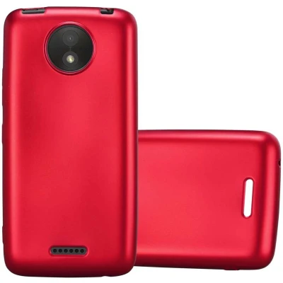 Afbeelding van Cadorabo Hoesje geschikt voor Motorola MOTO C PLUS in METALLIC ROOD Beschermhoes gemaakt van flexibel TPU silicone Case Cover