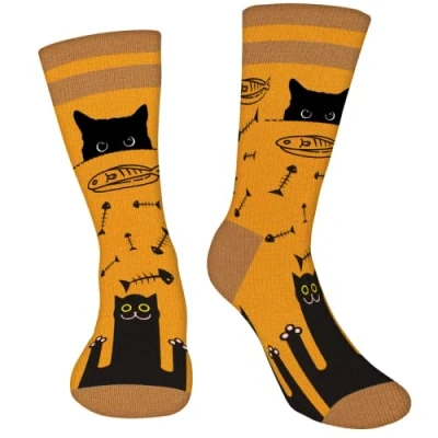 Afbeelding van AGRIMONY sokken voor heren en jongens &quot;Do Not Disturb&quot; Grappige kleurrijke grappig kerstcadeau, A kat