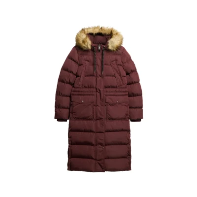 Afbeelding van Superdry Everest FAUX FUR Donsjas, Dames, Maat: 42, Albarn clay burgundy