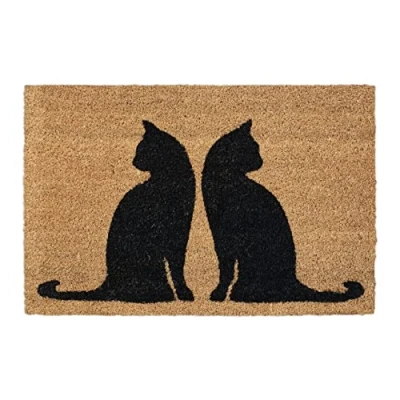 Afbeelding van Relaxdays deurmat kokos katten kokosmat print schoonloopmat binnen 60 x 40 cm