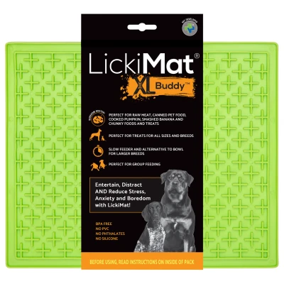 Afbeelding van Lickimat Buddy Treat Slowfeeder Voermat Appelgroen Hondenvoerbak 30x25 cm