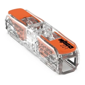 Afbeelding van WAGO 221 2411 Verbindingsklem Flexibel: 0.14 4 mm² Massief: 0.2 Aantal polen: 1 60 stuk(s) Transparant, Oranje