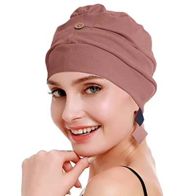 Afbeelding van Osvyo Chemo tulbanden voor dames, haaruitvalmuts, lichtgewicht katoen, verzegelde verpakking, één maat, Zand bruin