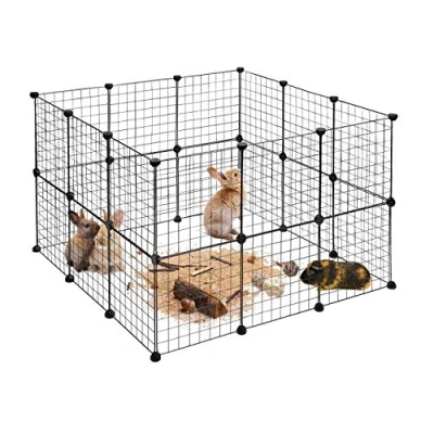 Afbeelding van Relaxdays konijnenren uitloop kleine dieren DIY buitenren uitbreidbare ren knaagdier Pak van 24