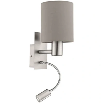 Afbeelding van EGLO Pasteri wandlamp E27 taupe/nickel mat