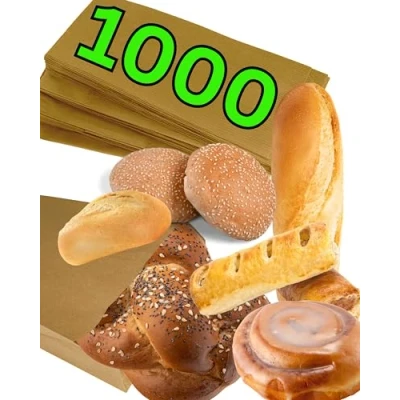 Afbeelding van Loxato 1000 stuks bruine kraftpapieren zakken cadeauzakjes papieren voor sandwiches zonder handvatten ontbijtdraagtas