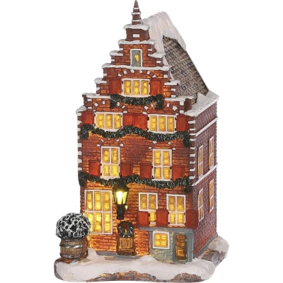 Afbeelding van LuVille Kerstdorp Miniatuur Grachtenpand L11 x B12 H19 cm