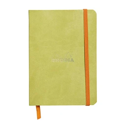 Afbeelding van RHODIA 117306C Notitieboek, zacht, anijs, A6, 10,5 x 14,8 cm, gelinieerd, 144 pagina&#039;s, lichtbruin papier, 90 g/m², bladwijzer, elastische sluiting, omslag van kunstleer, collectie Rhodiarama