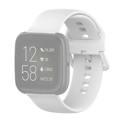 Afbeelding van Fitbit Versa 1 / 2 &amp; Lite siliconen sportbandje met gespsluiting Wit Maat: Large