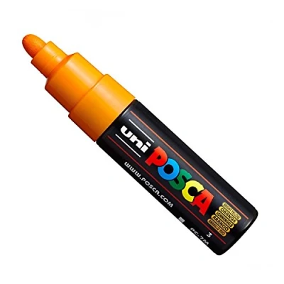 Afbeelding van Uni POSCA PC 7M Paint marker brede punt 4,5 5,5 mm 15 kleuren helder geel (oranje)